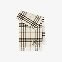 Wide Cross Stitch EKD Check Cashmere Scarf in Pebble white | Burberry® Official