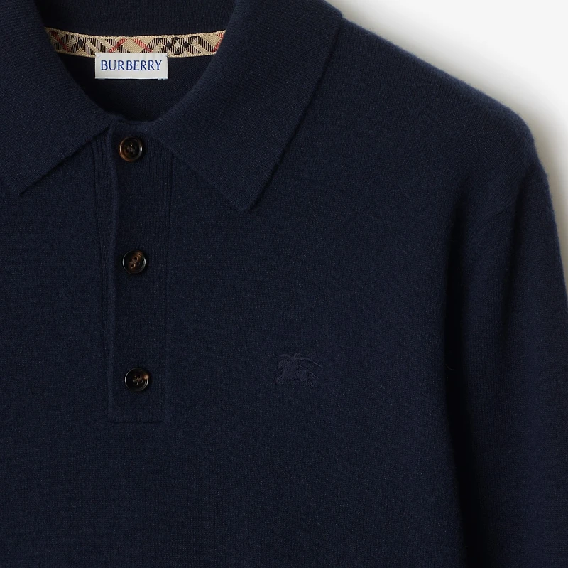 Long-sleeve Cashmere Blend Polo Shirt in Navy - Men | Burberry® Official