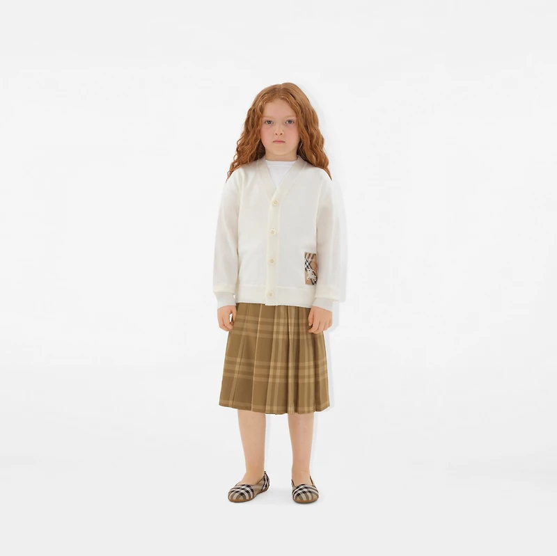 Check Label Wool Cardigan in Ivory | Burberry® Official