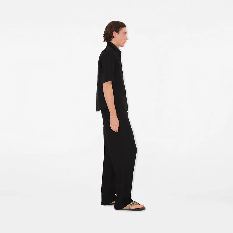 Linen Shirt in Black - Men | Burberry® Official