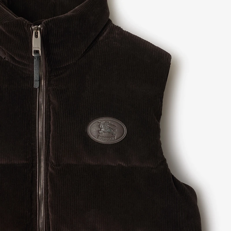 Corduroy Puffer Gilet in Clove brown - Men, Cotton | Burberry® Official
