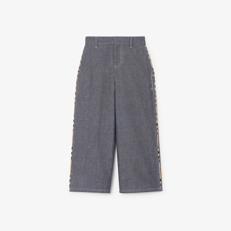 Cotton Chambray Trousers in Damson blue melange | Burberry® Official