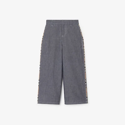 Cotton Chambray Trousers in Damson blue melange | Burberry® Official