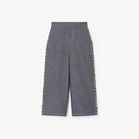 Cotton Chambray Trousers in Damson blue melange | Burberry® Official