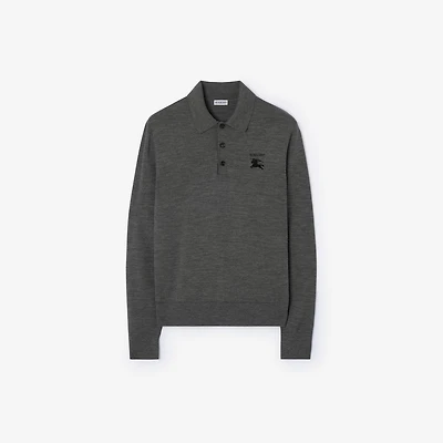 Long-sleeve Knight Wool Polo Shirt in Grey - Men | Burberry® Official