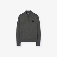 Long-sleeve Knight Wool Polo Shirt in Grey - Men | Burberry® Official