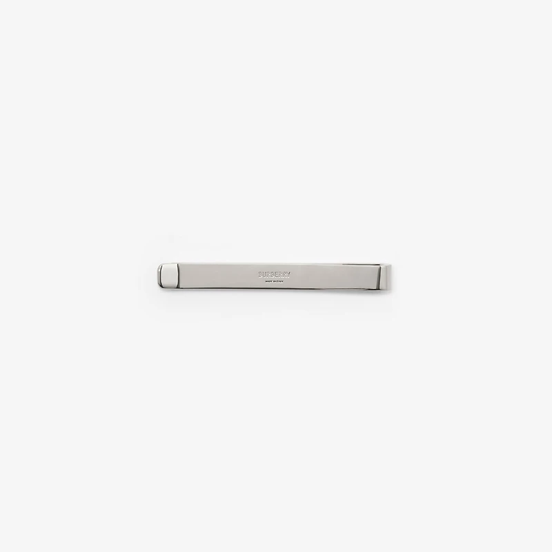 Engraved Check Tie Bar in Silver - Men | Burberry® Official
