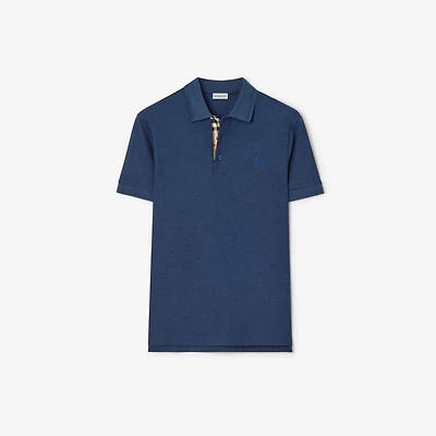 Cotton Polo Shirt in Denim blue - Men | Burberry® Official
