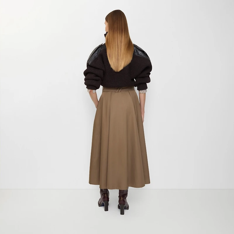 Gabardine Trench Midi Skirt in Clay brown - Women | Burberry® Official