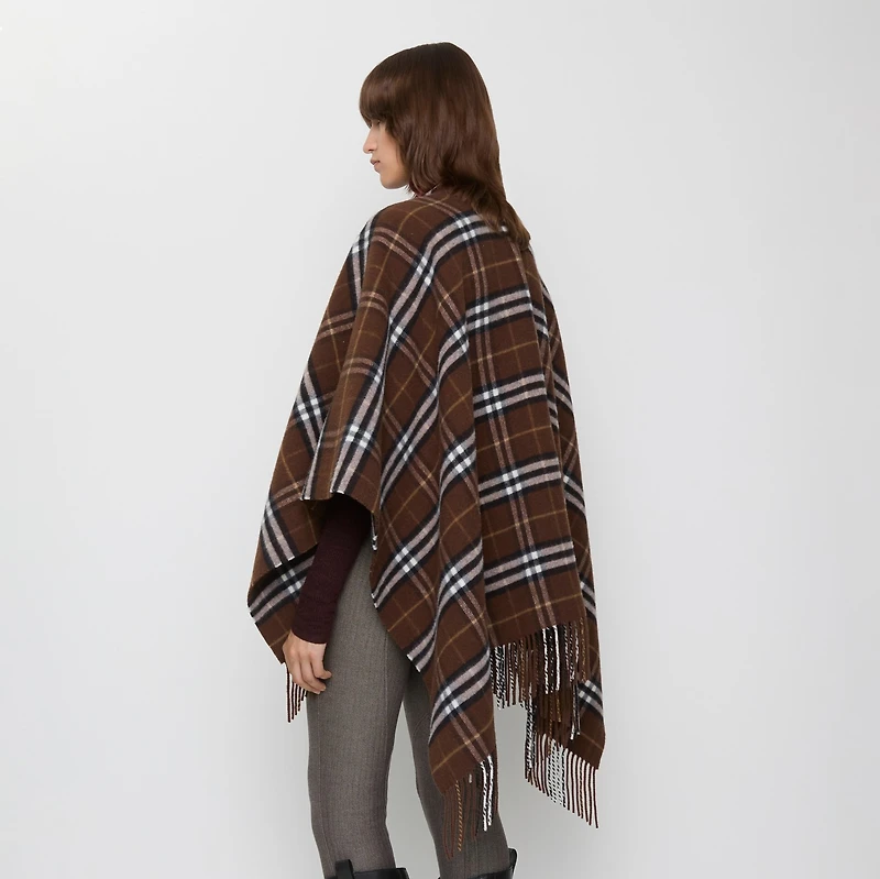 Check Wool Cashmere Cape in Treacle | Burberry® Official