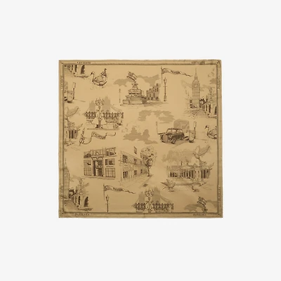 London Landmarks Silk Scarf in Sand | Burberry® Official