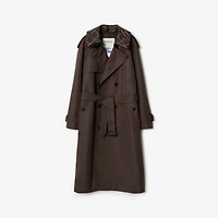 Long Check Collar Silk Cotton Trench Coat in Shade brown - Men | Burberry® Official