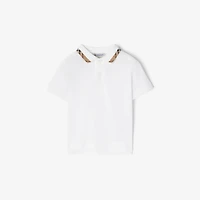 Check Collar Cotton Polo Shirt in White | Burberry® Official