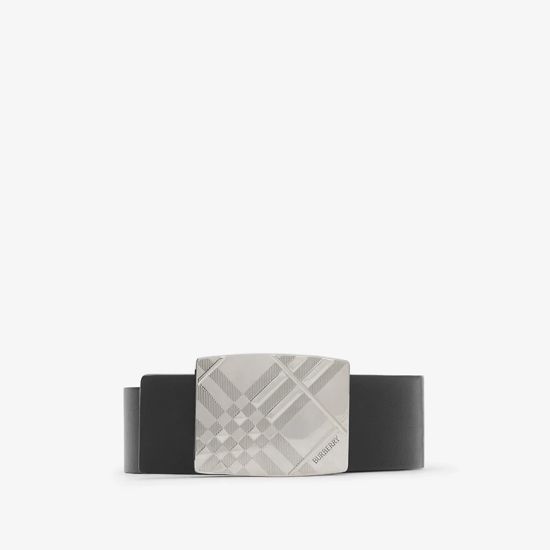 Reversible Engraved Check Belt in Black/charcoal grey - Men | Burberry® Official