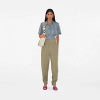 Linen Tailored Trousers in Khaki/milk - Women | Burberry® Official