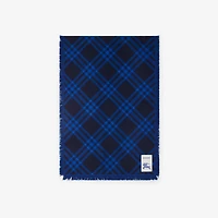 Wide Check Wool Silk Scarf in Ink/blue | Burberry® Official
