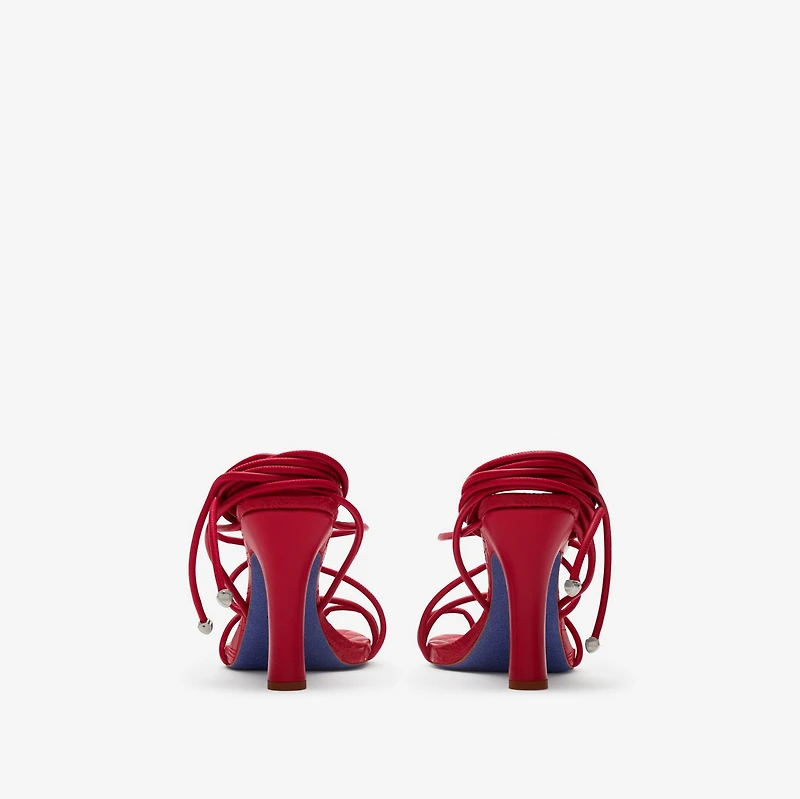 Leather Ivy Shield Heeled Sandals in Scarlet - Women | Burberry® Official