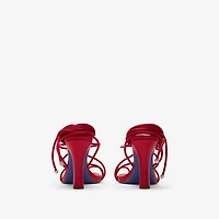 Leather Ivy Shield Heeled Sandals in Scarlet - Women | Burberry® Official