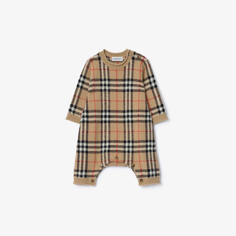 Check Wool Cashmere Jumpsuit in Sand beige - Children | Burberry® Official