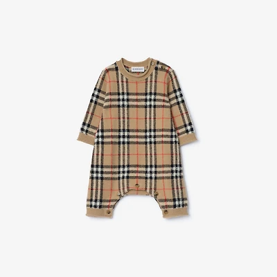 Check Wool Cashmere Jumpsuit in Sand beige - Children | Burberry® Official