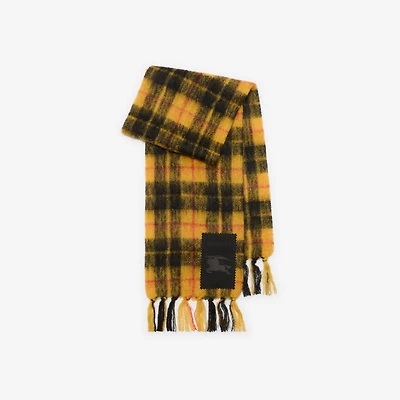 Check Mohair Wool Scarf in Crown yellow | Burberry® Official