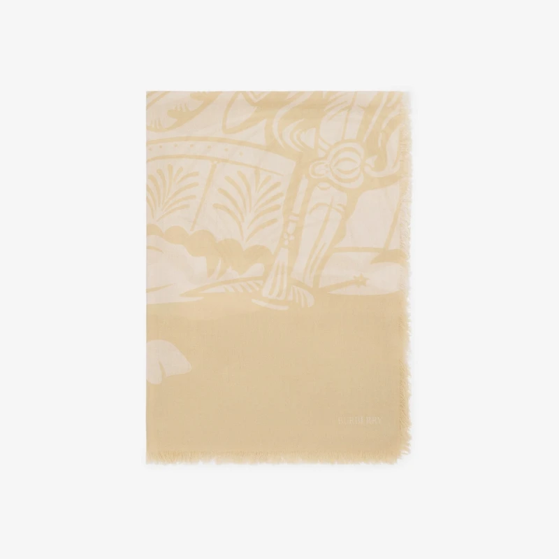 Wide EKD Wool Scarf in Sand | Burberry® Official