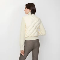 Check-stitch Nylon and Wool Jacket in Ceramic white - Women | Burberry® Official