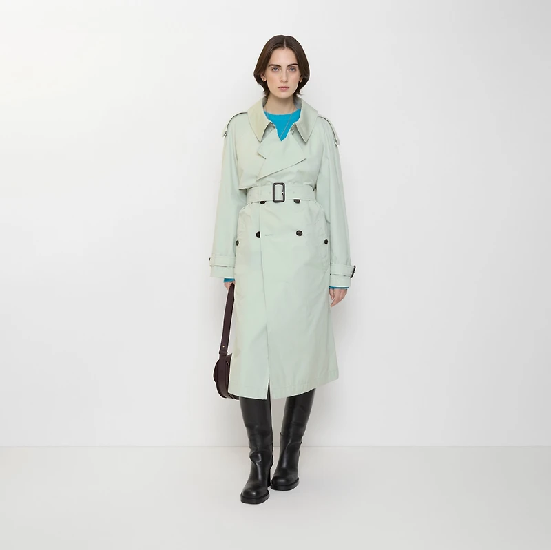 Long Cotton Canvas Fitzrovia Trench Coat in Seafoam green - Women | Burberry® Official