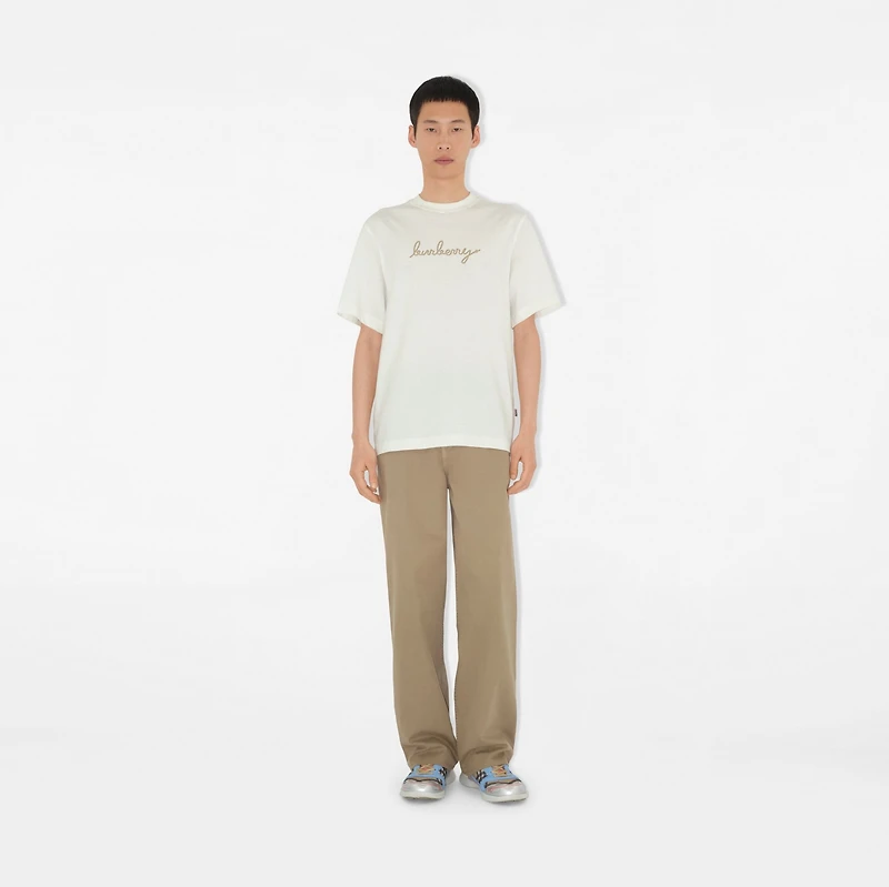 Check EKD Cotton T-shirt in Chalk white - Men | Burberry® Official