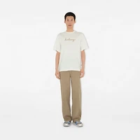Check EKD Cotton T-shirt in Chalk white - Men | Burberry® Official