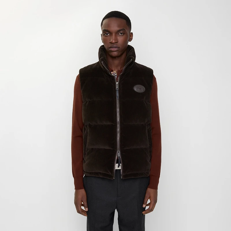 Corduroy Puffer Gilet in Clove brown - Men, Cotton | Burberry® Official