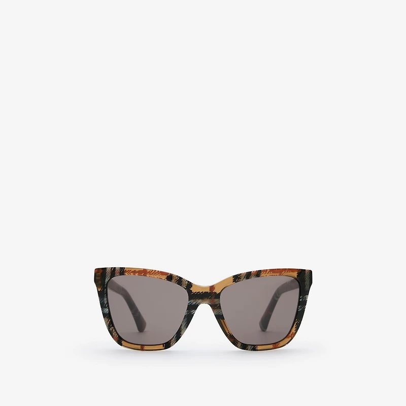 Check Square Sunglasses in Light sand beige - Women | Burberry® Official