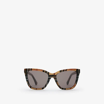 Check Square Sunglasses in Light sand beige - Women | Burberry® Official