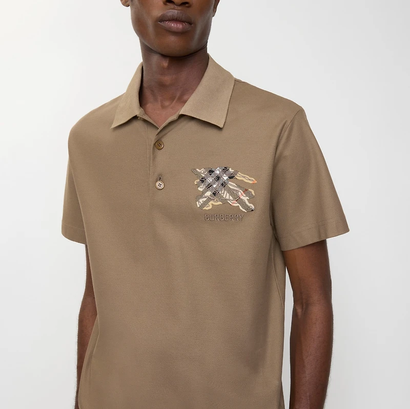 EKD Check Cotton Polo Shirt in Clay brown - Men | Burberry® Official