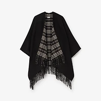 Reversible Check Wool Cape in Black/calico beige | Burberry® Official