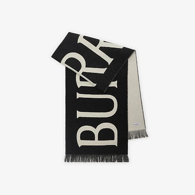 Logo Wool Scarf in Black/calico | Burberry® Official