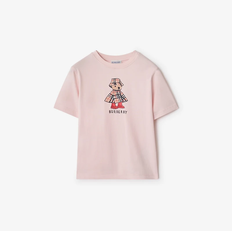 Rainy Day Bear Cotton T-shirt in Ice pink | Burberry® Official