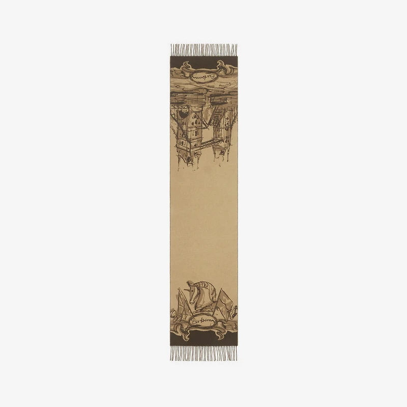 Tower Bridge Cashmere Scarf in Sand | Burberry® Official