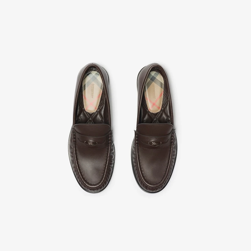 Leather Cadet Loafers in Treacle brown - Men | Burberry® Official