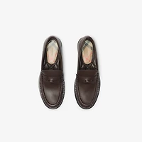 Leather Cadet Loafers in Treacle brown - Men | Burberry® Official
