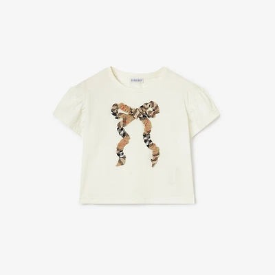 Check Bow Cotton T-shirt in Chalk white | Burberry® Official