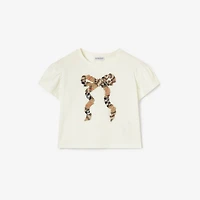 Check Bow Cotton T-shirt in Chalk white | Burberry® Official