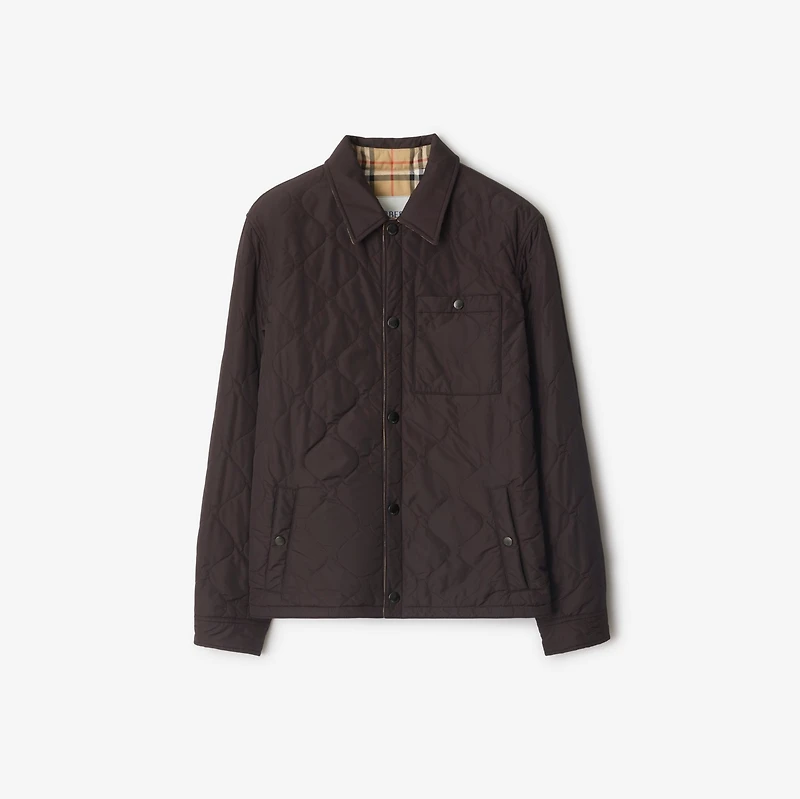Reversible Quilted Nylon Overshirt in Clove brown - Men | Burberry® Official