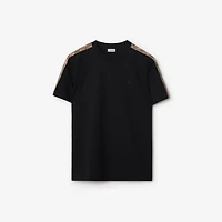 Check Trim Cotton T-shirt in Black - Men | Burberry® Official