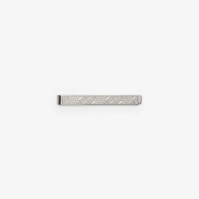 Engraved Check Tie Bar in Silver - Men | Burberry® Official