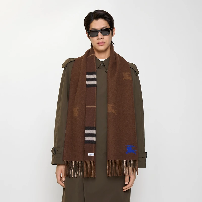Reversible EKD Check Cashmere Scarf in Treacle brown | Burberry® Official