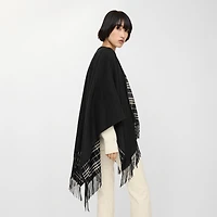 Reversible Check Wool Cape in Black/calico beige | Burberry® Official