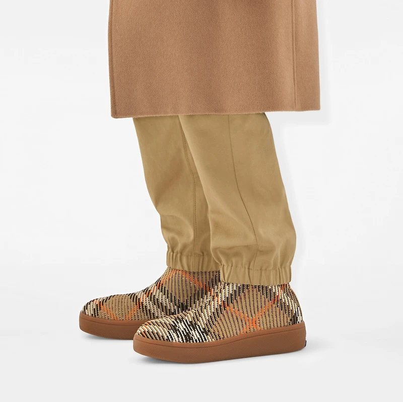 Check Sock Sneakers in Sand - Children | Burberry® Official