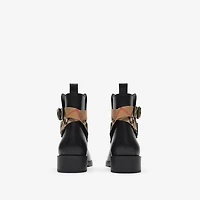 Leather Huntley Boots in Black - Women | Burberry® Official