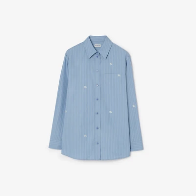 Oversized Knight Fil Coupé Striped Cotton Shirt in Cornflower blue - Women | Burberry® Official